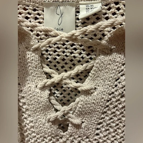 Joie Lace Up Open Stitch Pullover Sweater with Sequins - NWT - Picture 3 of 14